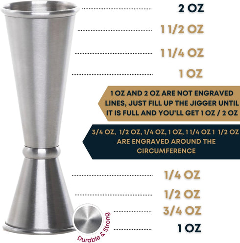 BARIANTTE Cocktail Jigger for Bartending, 2 oz 1 oz Japanese Measuring Shot Glass - Silver...