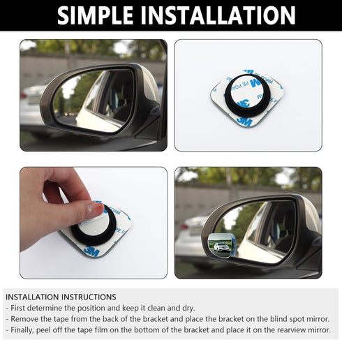 2PCS Car Blind Spot Mirror,360° Rotatable HD Wide Angle Convex Mirror for See Blind Area,Universal Car Accessories Frameless Blindspot Mirror for ...