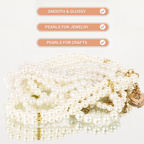 Pearls Beads, LOLASATURDAYS 850 pcs 8mm 14mm 18mm Pearl Beads for Jewelry Making, Pearls for Crafts, perlas, Pearl Beads for Crafting, perlas para...