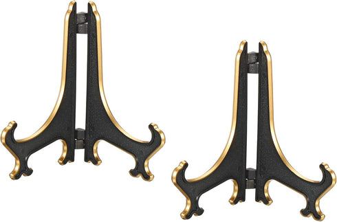 PATIKIL 4" Acrylic Decorative Plate Stand Holder, 2 Pack Table Use Foldable Picture Easel Frame Holder for Displaying Photos, Card, Canvases, Blac...