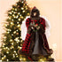 Glitzhome Handmade Plaid Angel Figurine Christmas Treetop Ornament Decoration 12" H - Red & Black...