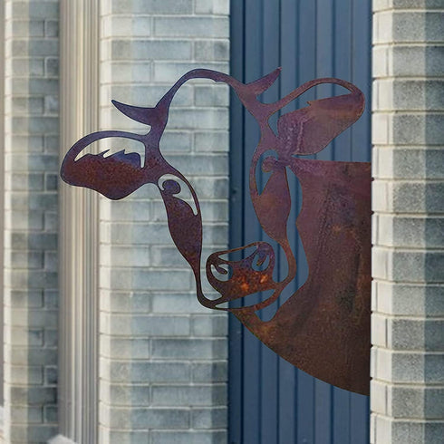 New Peeping Cow Metal Art Wall Decor Farm Outdoor,Fence Metal Silhouette Yard Art for Farmhouse Outdoor Garden Decor (Cow)...