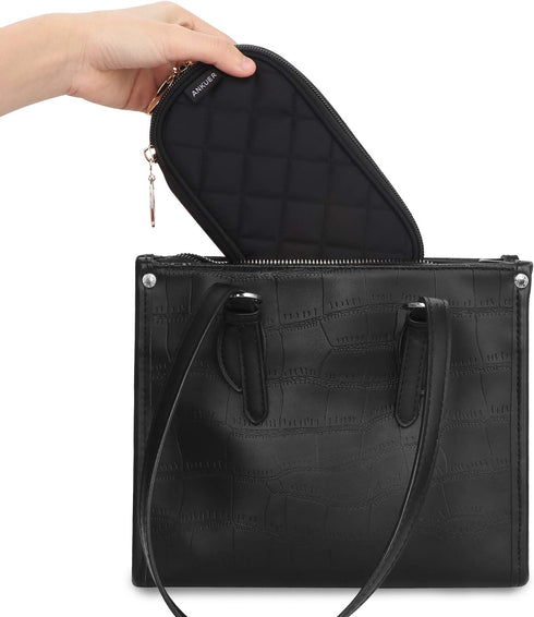 ANKUER Travel Makeup Bag Small Cosmetic Bag Organizer Cosmetic Case Pouch Gift for Women (Black)...
