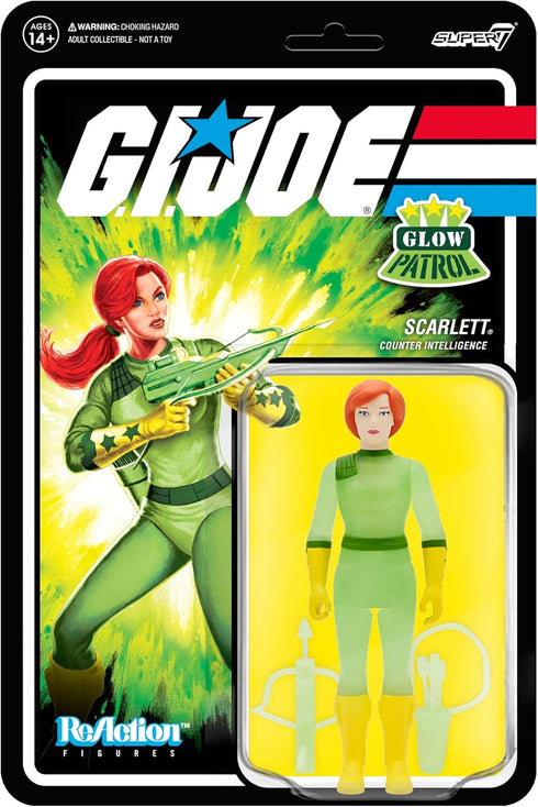 Super7 G.I. Joe Scarlett (Glow Patrol) - 3.75" G.I. Joe Action Figure with Accessory Classic Cartoon Collectibles and Retro Toys...