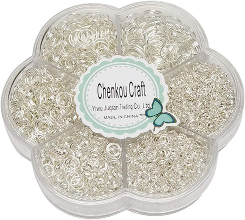 Chenkou Craft 1 Box 6 Sizes 2000pcs Open Jump Ring & Ring Jewelry Keychain Making from 4mm to 10mm with 1 pc Jump Ring Open/Close Tool and 1 pc Cl...
