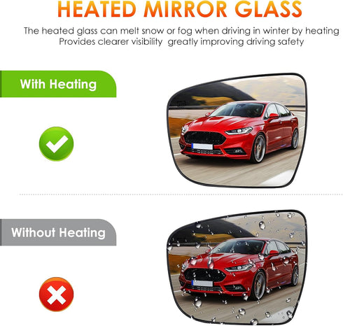 Driver Side Mirror Glass Compatible with Nissan Rogue 2014 2015 2016 2017 2018 Left Side Heated Mirror Replace 963664BA1A...