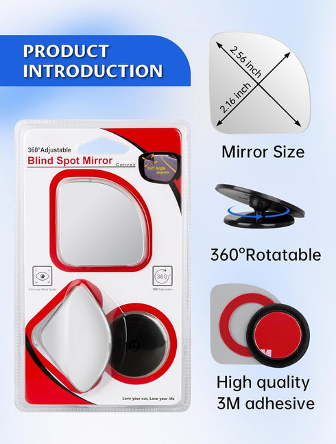 Blind Spot Mirrors, HD Glass Blindspot Rearview Mirrors, Adjustable for SUV Cars Trucks - Pack of 2...