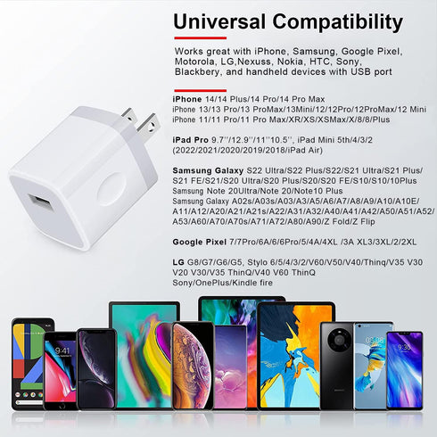 Charging Blocks for iPhone, Charger Box Sicodo 3Pack Plug in Phone Charger One Port USB Power Adapter Cell Phone Brick Charging Cube for iPhone 15...