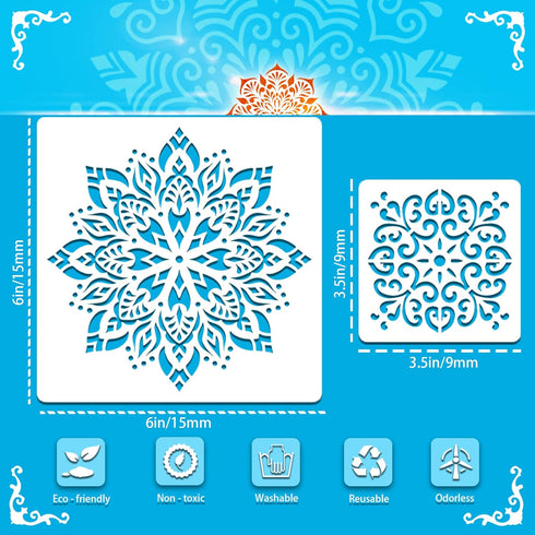 22Pack Mandala Painting Craft Stencils – Mandala Templates 6 x 6 in and 3.5 x 3.5 in Reusable Painted Painting Stencils? Stencils for Painting On ...