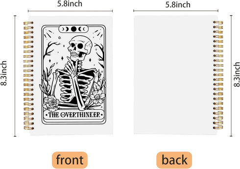 the Overthinker Tarot Card Notebook Journal, Gothic Goth Skull Notebook Journal, Witchy Journal, Goth Office Supplies, Spiral Notebook 5.5x8.3...