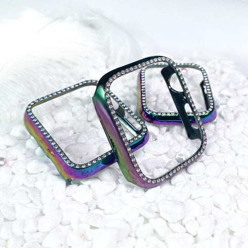 Compatible with Apple Watch Case 44mm SE SE2 Series 6/5/4 Bling Crystal Diamonds Rhinestone Bumper Cover for Women, Hard PC Protective Frame for i...