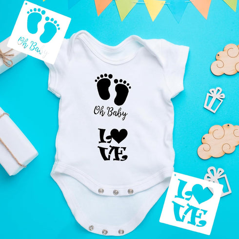 30pcs Baby Shower Stencils, Fabric Stencils for Clothes Phrases Animals Patterns Templates Baby Stencils for Painting Baby Shower Stencils for One...