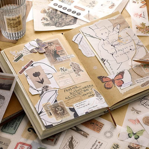 453 Pcs Vintage Stickers for Journaling Scrapbooking Supplies,Ephemera Pack with Scrapbook Papers Retro People Scrap booking Supplies Kit for Aest...