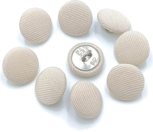 30pcs Beige Fabric Cloth Covered Round Buttons with Metal Shank Buttons for Sewing DIY Crafts Handmade Making Supplies 15mm...