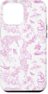 iPhone 15 Pro Max French Pink Toile Chinoiserie with Flowers, Monkey, Leopards Case...