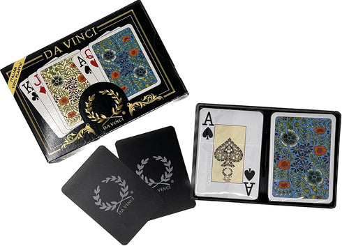 DA VINCI Fiori, Italian 100% Plastic Playing Cards 2 Deck Set, Poker Size Large Print Jumbo Index...