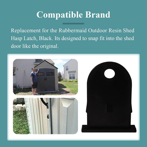 Outdoor Resin Shed Hasp Latch, Bolt Latch, Replacement for The Rubbermaid Outdoor Resin Shed Hasp Latch, Black Solid Core Plastic 1 Pcs...