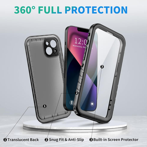 SPORTLINK for iPhone 13 Waterproof Case, Built-in Shockproof Dustproof Screen Protector, IP68 Underwater Full Body Sealed Dropproof Protective Cov...
