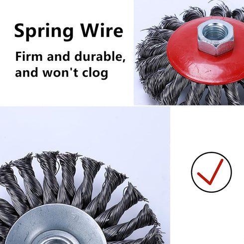 4 Inch Twisted Knotted Wire Wheel Brush for Angle Grinder - 5/8 Inch-11 Threaded Arbor Carbon Steel Wire Brush for Heavy&Light Cleaning Rust, Pain...