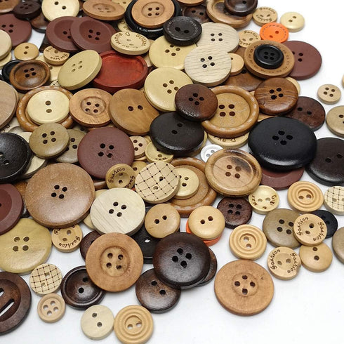 Libiline Wood 4 Hole Button - 100pcs Craft Clothe Sewing Decor Buttons...
