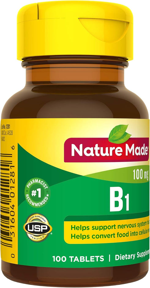 Nature Made Vitamin B1 100 mg, Dietary Supplement for Energy Metabolism Support, 100 Tablets, 100 Day Supply...