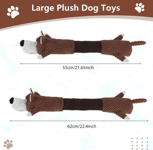 Squeaky Dog Toys with Crinkle Paper, Tough Puppy Toys and Plush Dog Chew Toy, Interactive Tug of War Dog Toy for Small, Medium and Large Breed Dog...