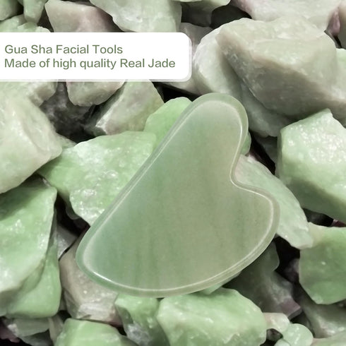 Gua Sha Facial Tools, Natural Jade Guasha Tool for Face,Double Chin & Jawline, Gua Sha Stone Self-Skin Care Face Stone Gua Sha tools for Women Gua...