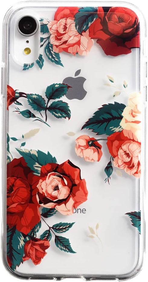 Flower Case for iPhone XR (6.1"), Floral Pattern Clear Slim Fit Ultra-Thin Girly Design, Shockproof Protective Hard PC Back with Soft TPU Bumper P...