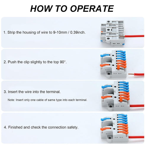 6Set DIN Rail Terminal Blocks, Quick Wiring Cable Connector DIY Splicing Push-in Wire Connectors for Circuit Inline 28-12AWG (2 in 8 Out)...