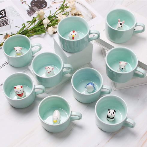 Surprise 3D Coffee Mug Animal Inside 8 oz with Duck,Cute Cartoon Handmade Ceramics Cup,Christmas Birthday Surprise for Friends Family or Kids (Duc...