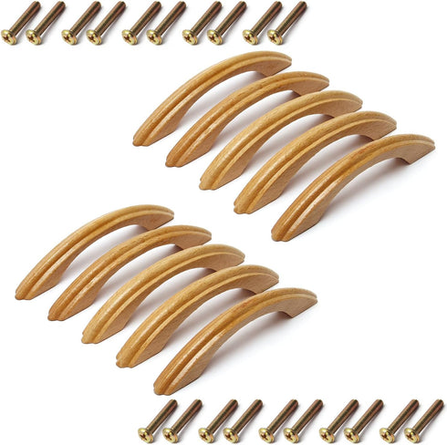 MroMax Wood Pull Knobs, 96mm Hole Distance 125mm Length Cabinet Furniture Kitchen Pulls Handles for Dresser Drawer Wardrobe 10Pcs...