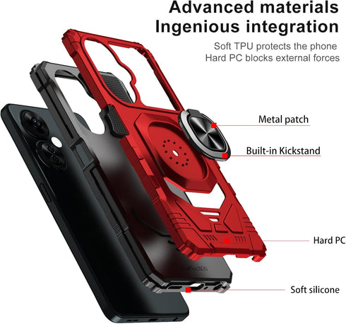 Ailiber for OnePlus Nord N30 Phone Case, OnePlus N30 Case with Tempered Glass Screen Protector, Ring Kickstand for Magnetic Car Mount, Military Gr...