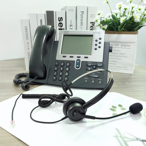 Corded Phone Headset with Microphone Noise Cancelling, RJ9 Office Telephone Headsets Hands Free Compatible with Cisco 8865 8851 8845 8841 7965 794...