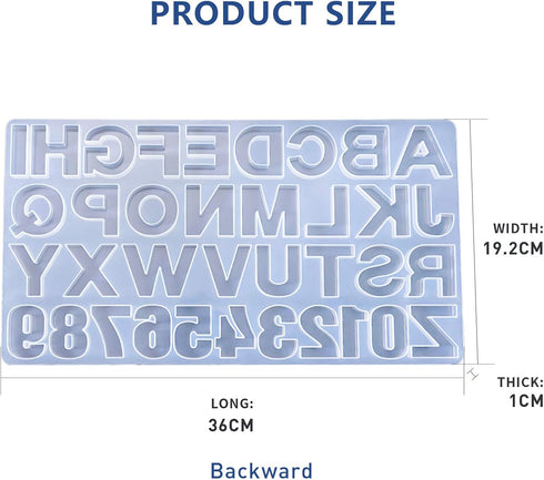 DIY Letters Backwards Silicone Mold Alphabet Number Silicone Molds Large Clear Resin Mold Jewelry Keychain Casting Mold Epoxy Resin Craft Supplies...