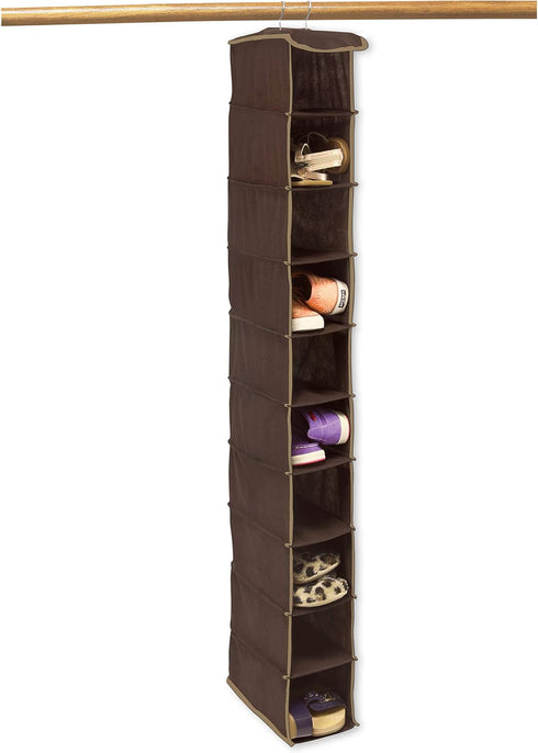 Simple Houseware 10 Shelves Hanging Shoes Organizer Holder for Closet, Brown...