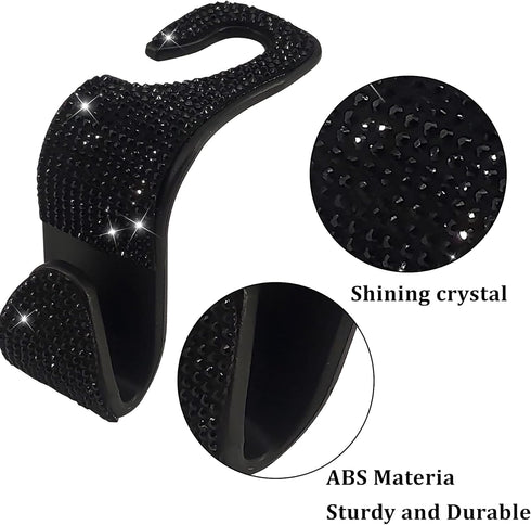 2 Pack Car Hooks, 2021 New Bling Rhinestones Crystal Hooks Car Decorations Auto Seat Back Organizers Strong and Durable Backseat Hanger Storage Un...