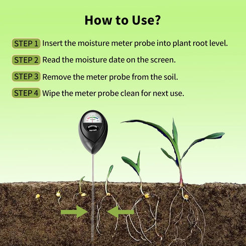 Soil Moisture Meter,Soil Hygrometer for Plants, Soil Water Gauge Meter Indoor Outdoor, Soil Moisture Sensor for Garden, Lawn, Farm Plants Care(Bla...