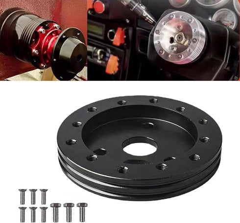 1 PC Car Steering Wheel Adapter Connector, Round Durable Metal Vehicle Steering Wheel Conversion Spacer for 6-hole to 3-hole, Universal Automotive...