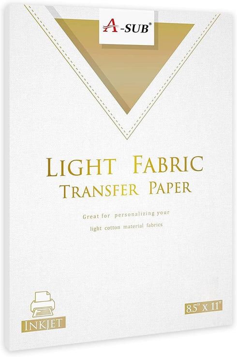 A-SUB Iron-On Heat Transfer Paper for White and Light Fabric 8.5x11 inches T Shirt Transfer Paper for Inkjet Printer Wash Durable, Long Lasting Tr...