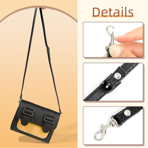 RAYNAG Adjustable Purse Strap Replacement Leather Handbag Shoulder Strap Replacement with Silver Metal Swivel Hooks, Black...