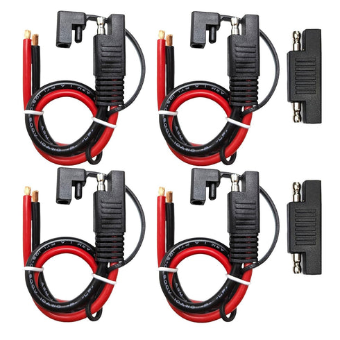 4PCs 10 AWG SAE Connector to Bare Wire Pigtail Pure Copper Cable with Dust Caps and 2PCs RP Adapters for Quick Connect Motorcyclist Solar Panel Ba...