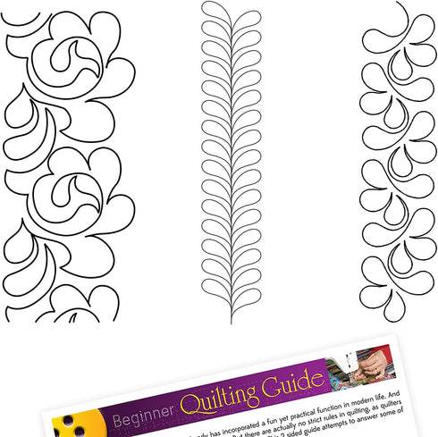 Quilting Creations Stencils for Machine and Hand Quilting - Set of 3 Plastic Quilt Templates for Borders, Patterns | Feather Border, Sashing, Spli...