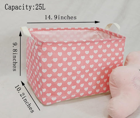 Women's DayStorage Basket Pink Collapsible Girls Laundry Basket Waterproof Organizer Nursery Bin Gift Toy Box for Organizing Home/Dorm/Kitchen/Pet...