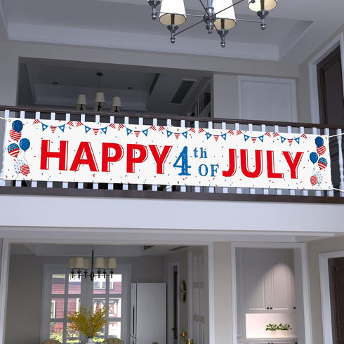 Probsin Large 4th of July Banner Decorations 120"x20" National Independence Day Yard Sign Patriotic Party Supplies American Balloons Hanging Decor...