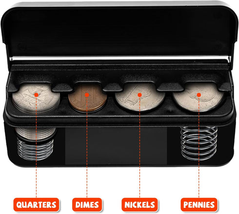 Coin Holder for Car, Mini Change Storage Box for Various Coin Sizes, Universal Portable Auto Money Organizer for Trucks and Vehicles (Black)...