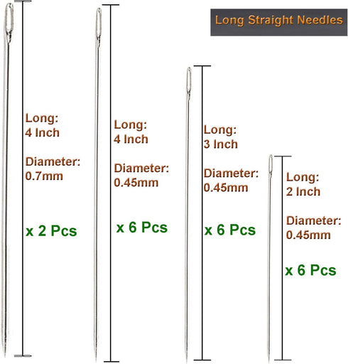 Y-Axis 26 Pcs Assorted Beading Needles Including 6 Pcs Big Eye Beading Needles + 20 Pcs Long Straight Beading Thread Needles with Needle Bottle...