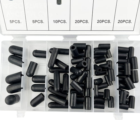 80 Piece Vacuum Cap Assortment Carburetor & Vacuum Rubber Cap Assortment Set 5/32" -3/8" Auto Repair Kit...