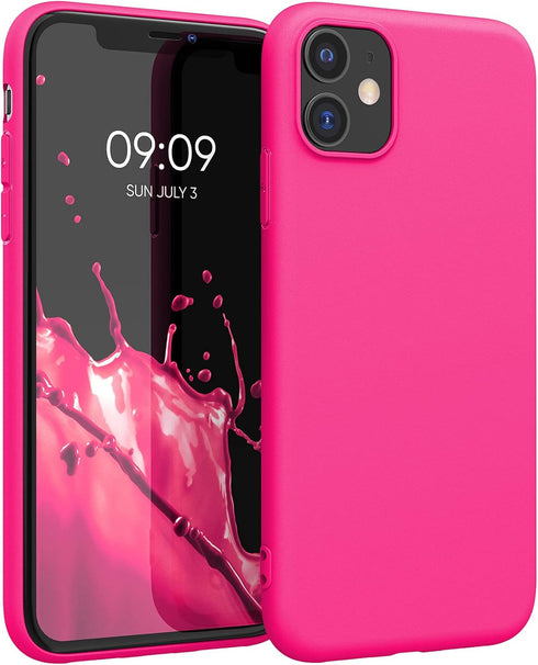 kwmobile Case Compatible with Apple iPhone 11 Case - Soft Slim Protective TPU Silicone Cover - Neon Pink...