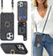 for iPhone 14 Pro Case with Card Holder for Women,iPhone 14 Pro Wallet Case with Strap,Crossbody Lanyard,Ring Stand,Snap Clasp,Cute Phone Cases(6....