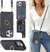 for iPhone 14 Pro Case with Card Holder for Women,iPhone 14 Pro Wallet Case with Strap,Crossbody Lanyard,Ring Stand,Snap Clasp,Cute Phone Cases(6....